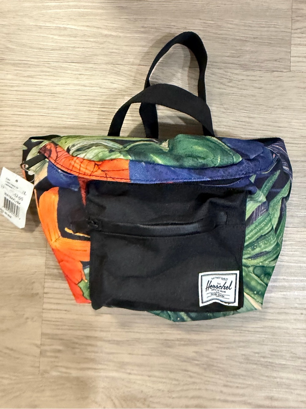 Herschel Supply Co. Black Waist Pack with Multicolor Tropical Waterfall Print